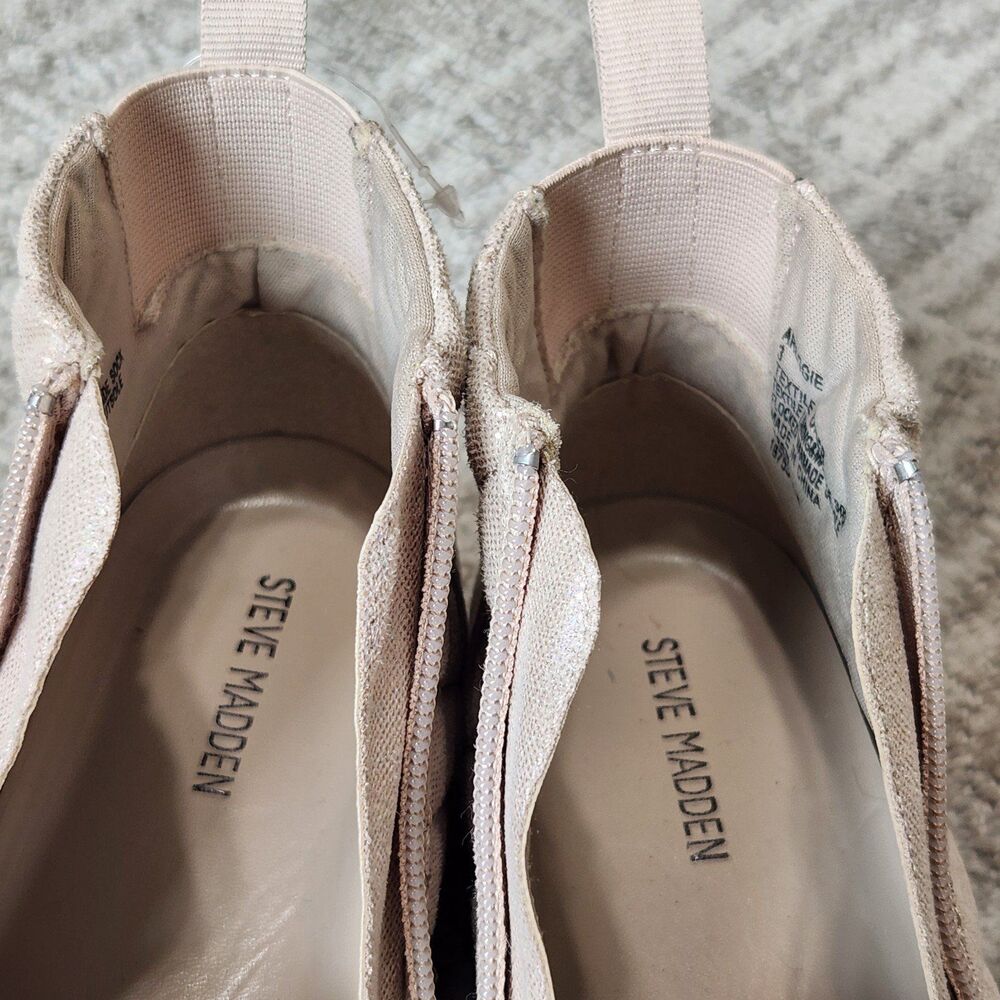 Steve Madden girls Adaptive Reggie iridescent beige wedge sneakers size 3 youth - Picture 11 of 12